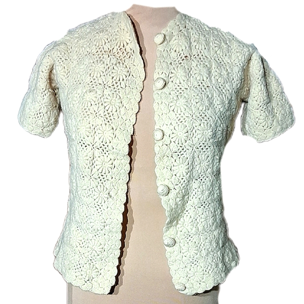 Ancient Hand Made Crocheted  Sweater.   Super Scratchy...   If You're Into That